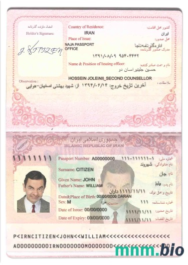 Iran passport (2007-2014) przykład w formacie PSD